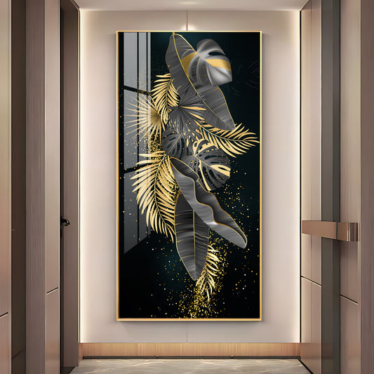 Opulent Avian Glass Finish Vertical Wall Art