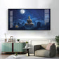 Buddha In Moonlight Glass Finish Horizontal Wall Art