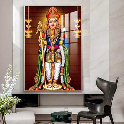 Divine Lord Murugan Spiritual Glass Finish Wall Art