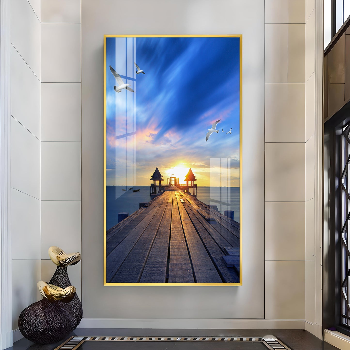 Seagull's Haven Glass Finish Vertical Wall Art