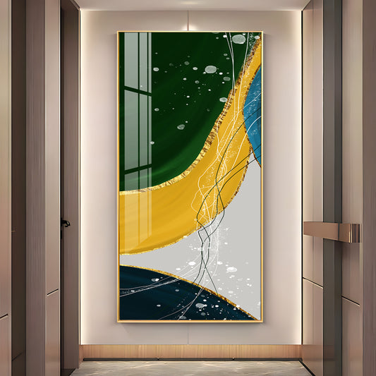 Chic Abstraction Glass Finish Vertical Wall Art