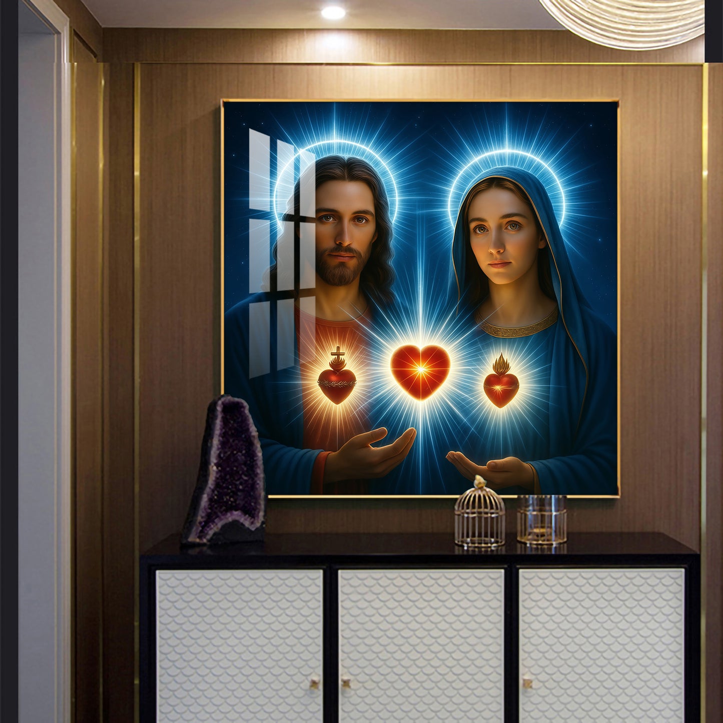 Jesus Spiritual Glass Finish Square Wall Art