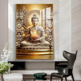Divine Buddha Glass Finish Vertical Wall Art