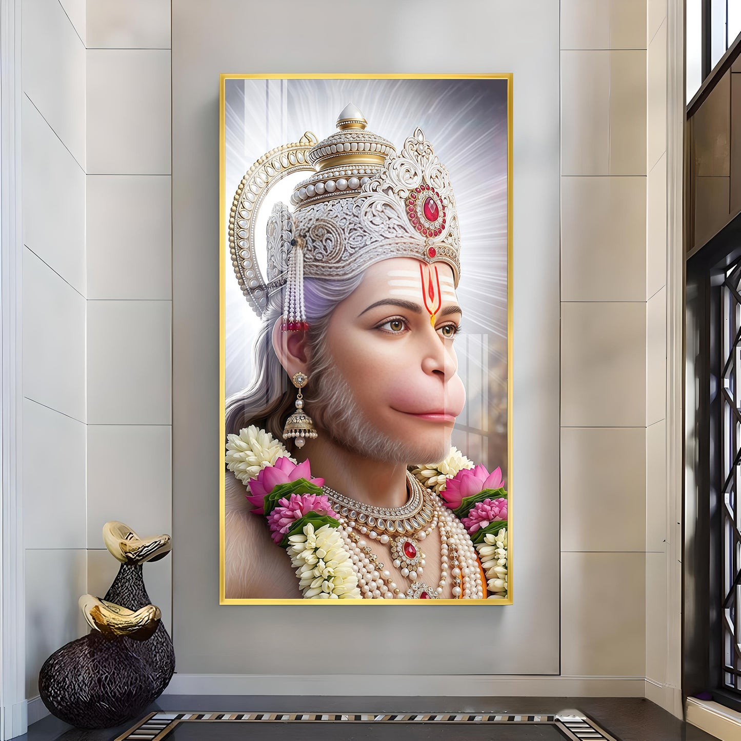 Pavan Putra Hanuman Ji Glass Finish Vertical Wall Art