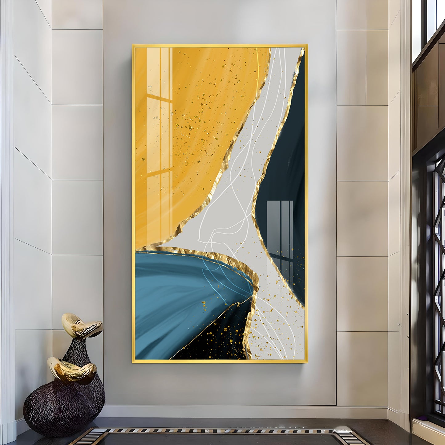 Luminous Depths Glass Finish Vertical Wall Art