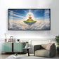 Majestic Buddha In Cloud Glass Finish Horizontal Wall Art