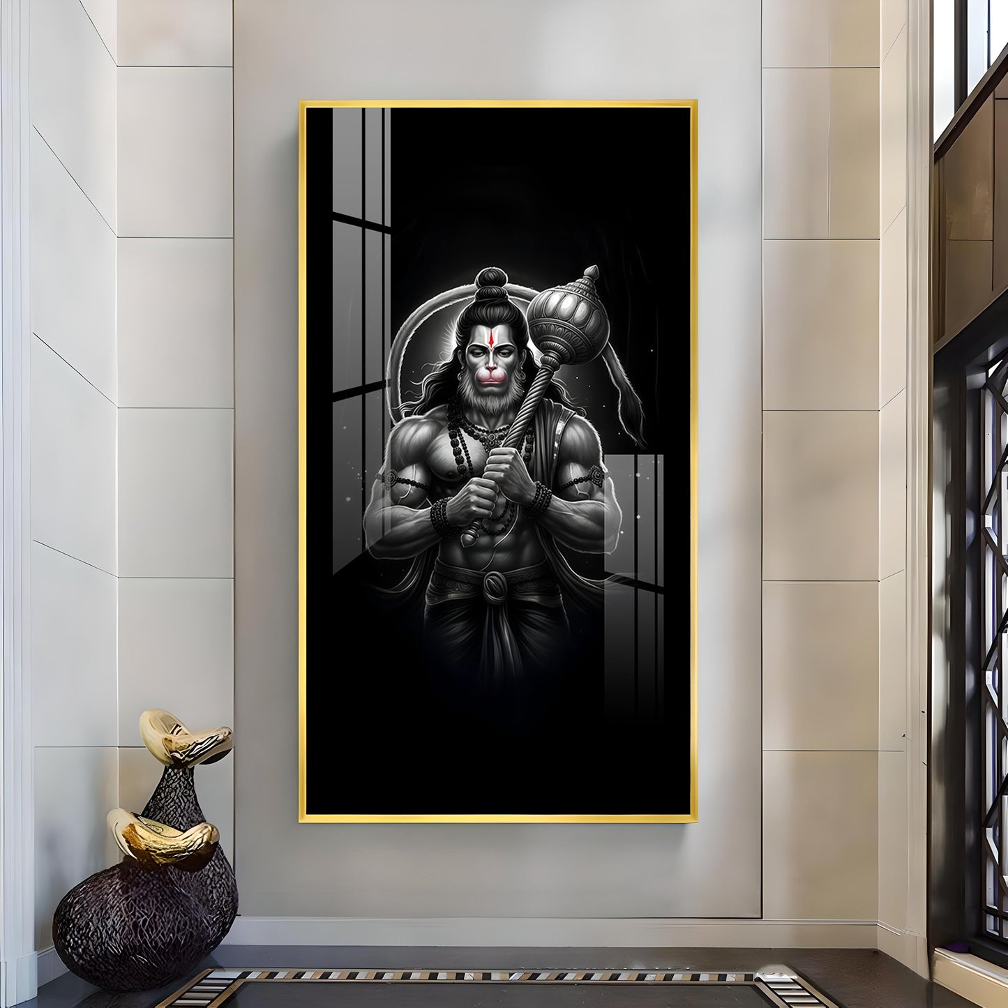 Lord Bajarang Bali Glass Finish Vertical Wall Art