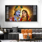 Sri Radhe Krishna Loving Charm Glass Finish Horizontal Wall Art