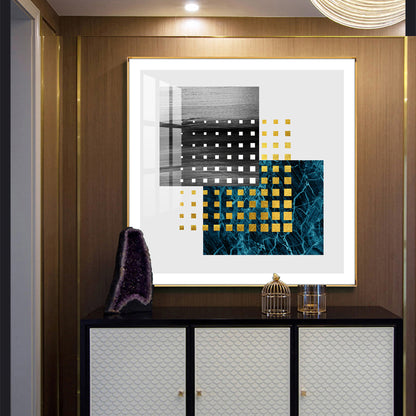 Golden Noir Mosaic Glass Finish Square Wall Art