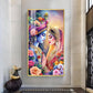 Divine Love Of Radha Krishna Glass Finish Vertical Wall Art