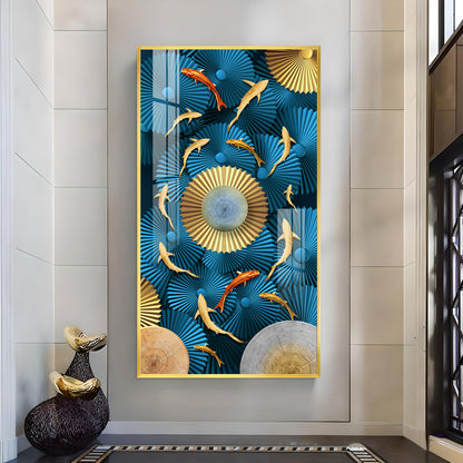 Blue Serenity Glass Finish Vertical Wall Art