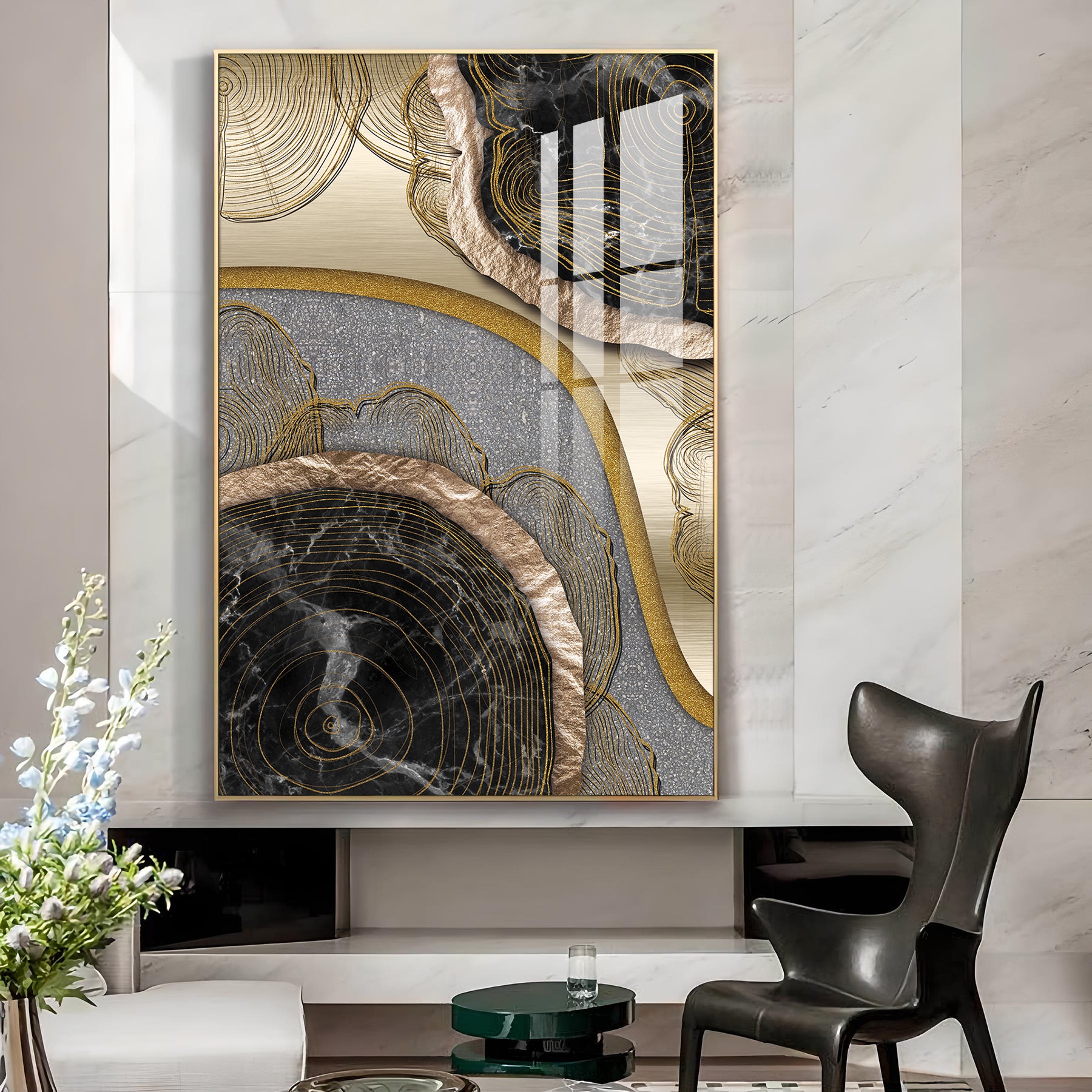 Majestic Fusion Glass Finish Vertical Wall Art