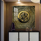 Noir & Gold Fish Glass Finish Square Wall Art