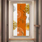 Orange And White Elegance Glass Finish Vertical Wall Art