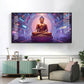 Abstract Harmony Of Buddha Glass Finish Horizontal Wall Art