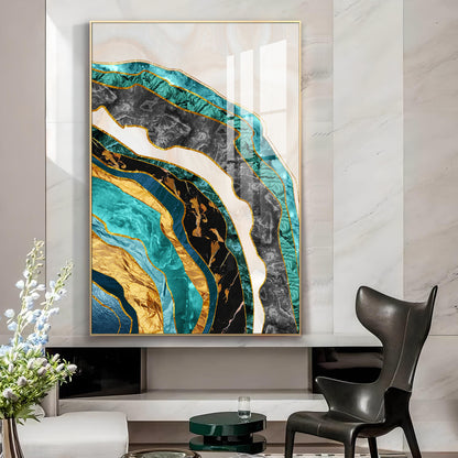 Opulent Waves Glass Finish Vertical Wall Art