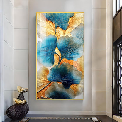 Noir Petal Glass Finish Vertical Wall Art