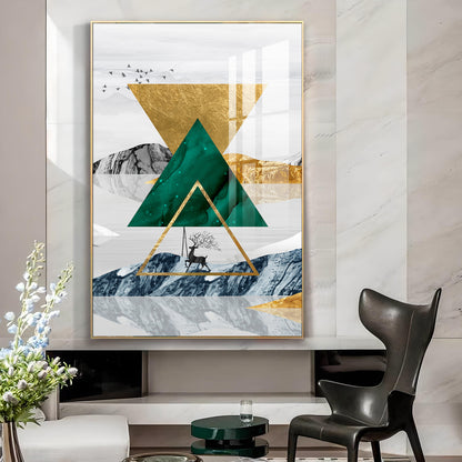 Emerald Apex Glass Finish Vertical Wall Art