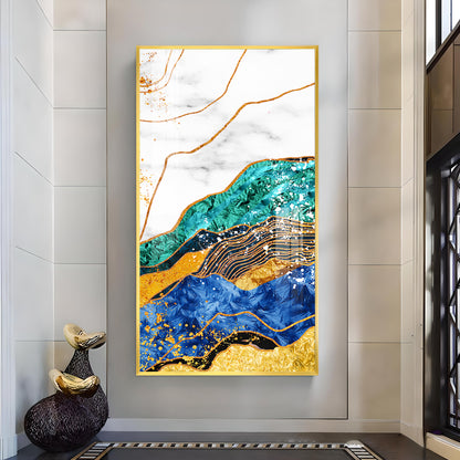 Celestial Marble Fusion Glass Finish Vertical Wall Art