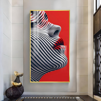 Stripes of Distinction Glass Finish Vertical Wall Art