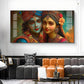 Lord Shri Radha And Krishna Loving Glass Finish Horizontal Wall Art