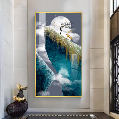 Frosted Heights Glass Finish Vertical Wall Art