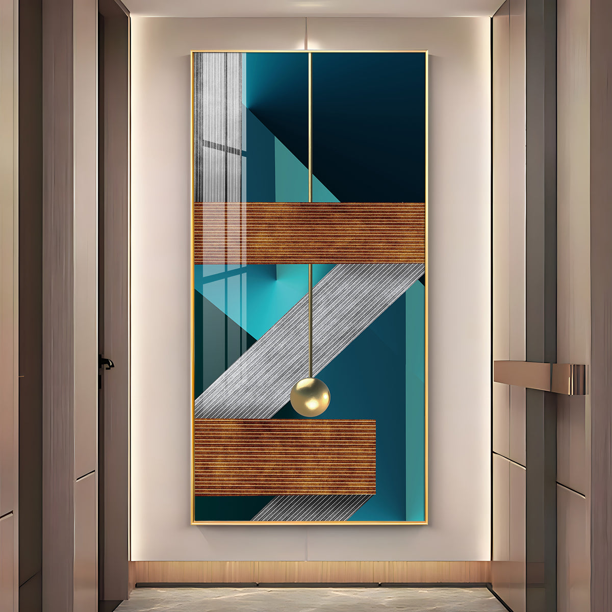 Z Abstraction Glass Finish Vertical Wall Art