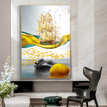 Oceanic Odyssey Glass Finish Vertical Wall Art