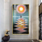 Sunlit Voyage Glass Finish Vertical Wall Art