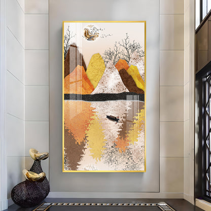 Journey Across Still Waters Glass Finish Vertical Wall Art