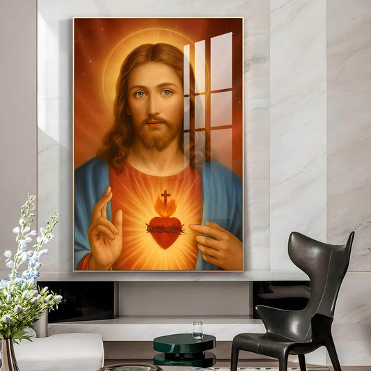 Father Lord Jesus Glass Finish Vertical Wall Art