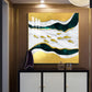 Golden Abstraction Of Fishes Glass Finish Square Wall Art