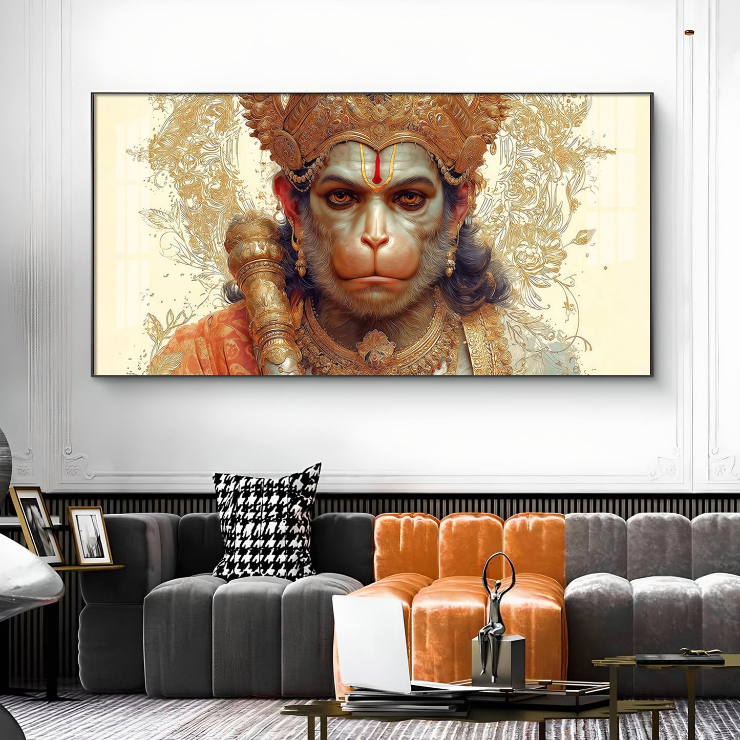Shri Ram Bhakt Balaji Glass Finish Horizontal Wall Art