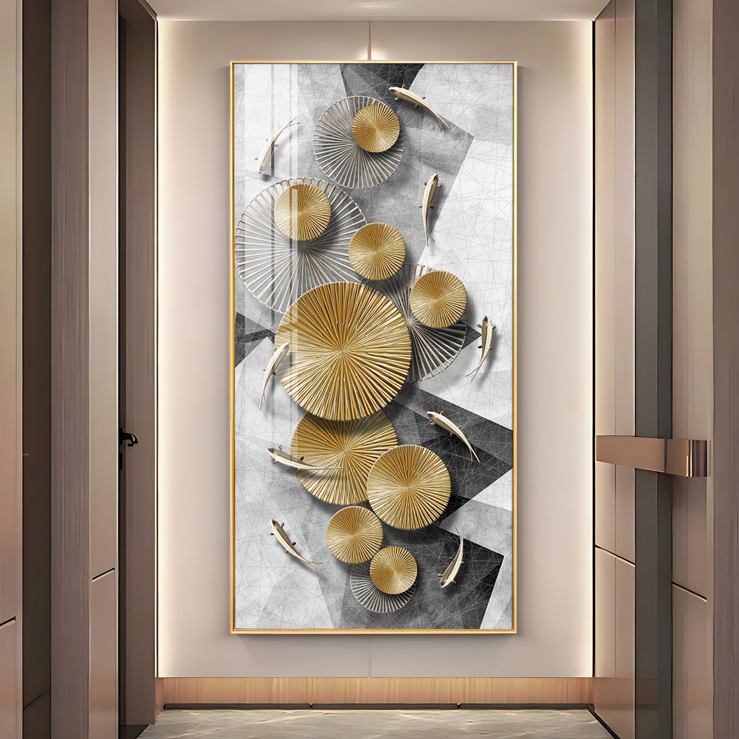 Opulent Whispers Glass Finish Vertical Wall Art