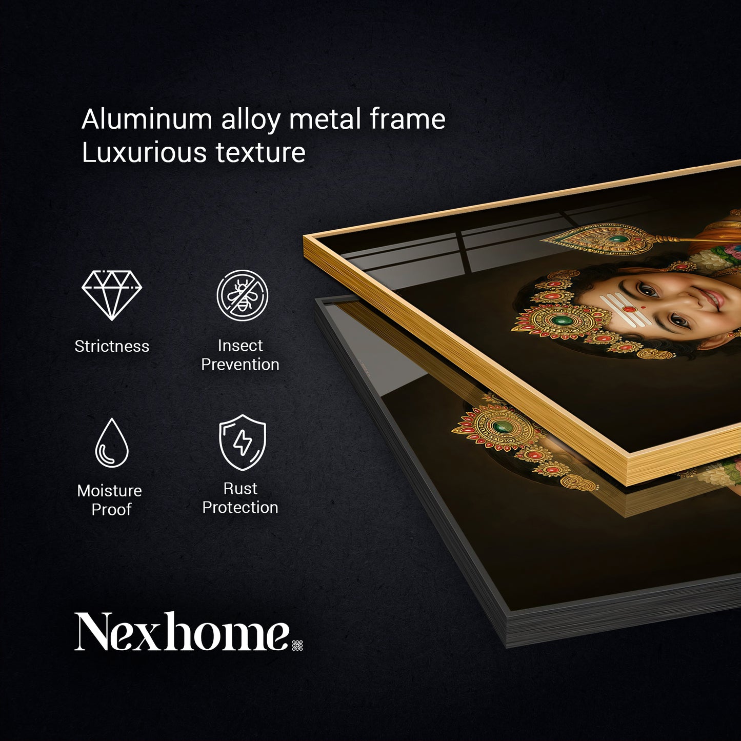 Lord kartikeya Swamy Glass Finish Vertical Wall Art