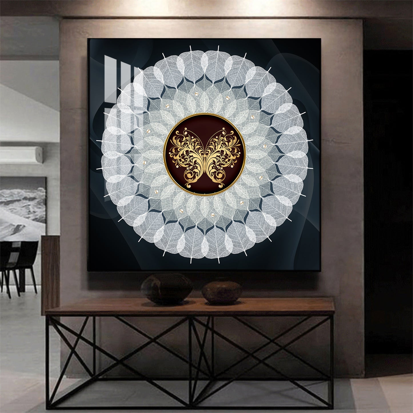 Celestial Flutter Glass Finish Square Wall Art