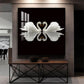 Ethereal Swan Mirage Glass Finish Square Wall Art