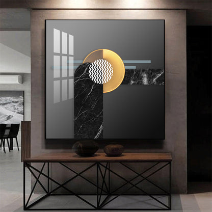 Black and Gold Glass Finish Square Wall Art