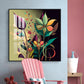 Midnight Petals Glass Finish Square Wall Art