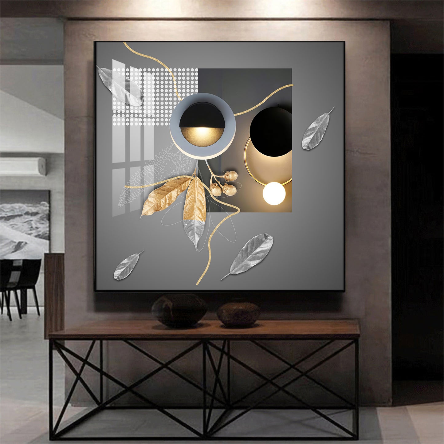 Ethereal Eclipse Glass Finish Square Wall Art