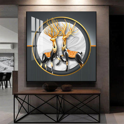 Deer in Unity Glass Finish Square Wall Art