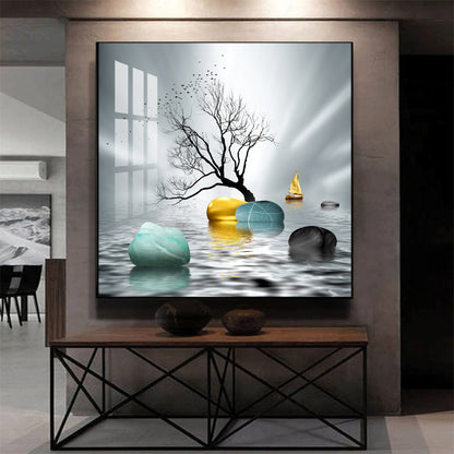 Tranquil Haven Glass Finish Square Wall Art