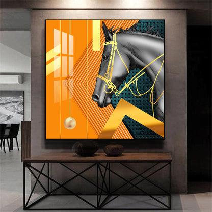 Luxe Horse Glass Finish Square Wall Art