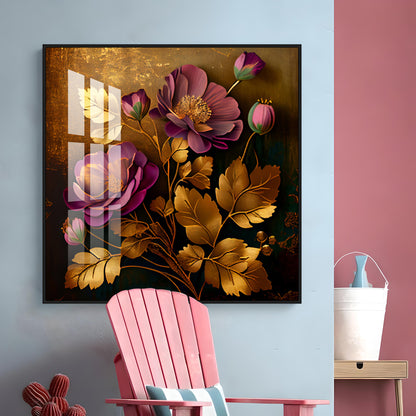 Petals in Harmony Glass Finish Square Wall Art