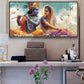 Radhe Krishna Loving Glass Finish Horizontal Wall Art
