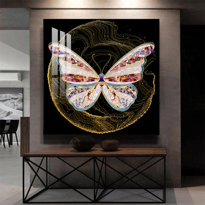 Nocturnal Wings Glass Finish Square Wall Art