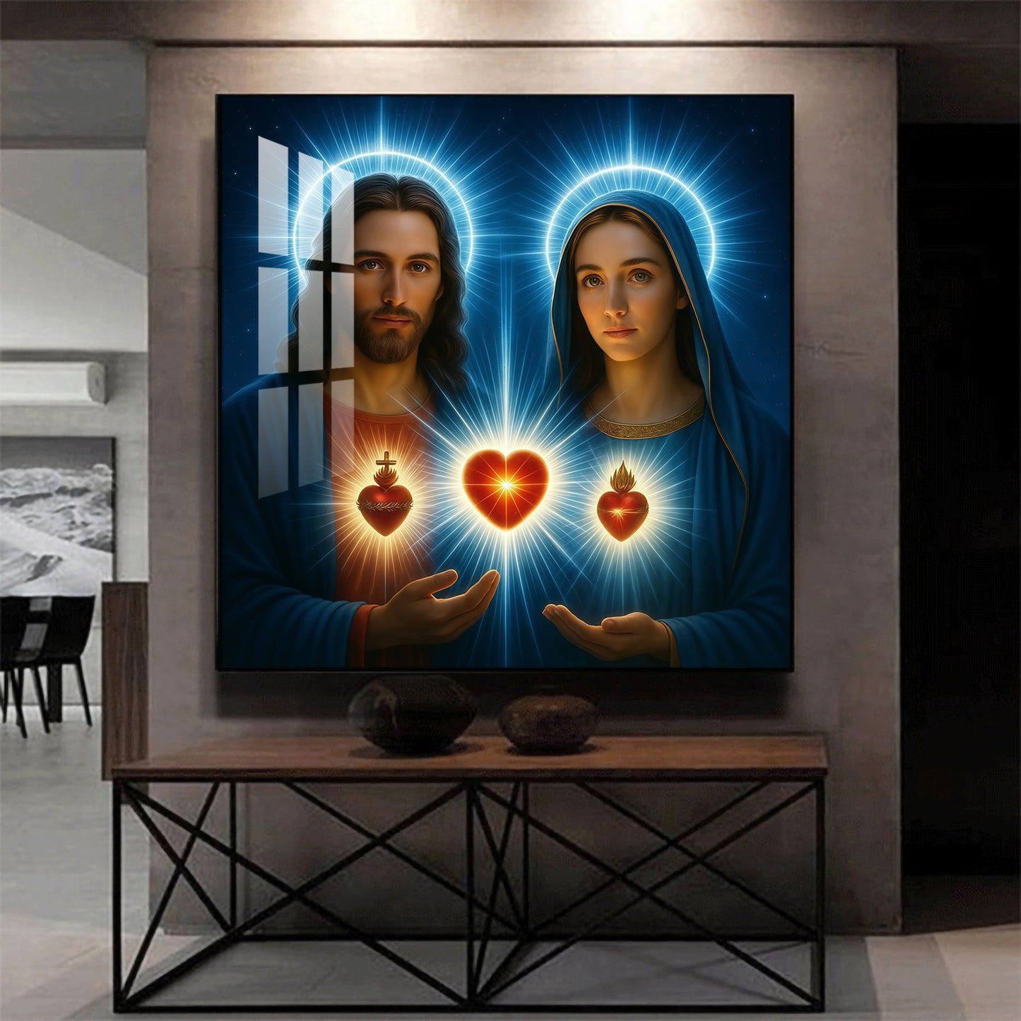 Jesus Spiritual Glass Finish Square Wall Art