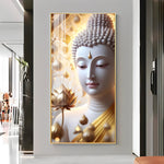 Sacred Stillness Buddha Glass Finish Vertical Wall Art