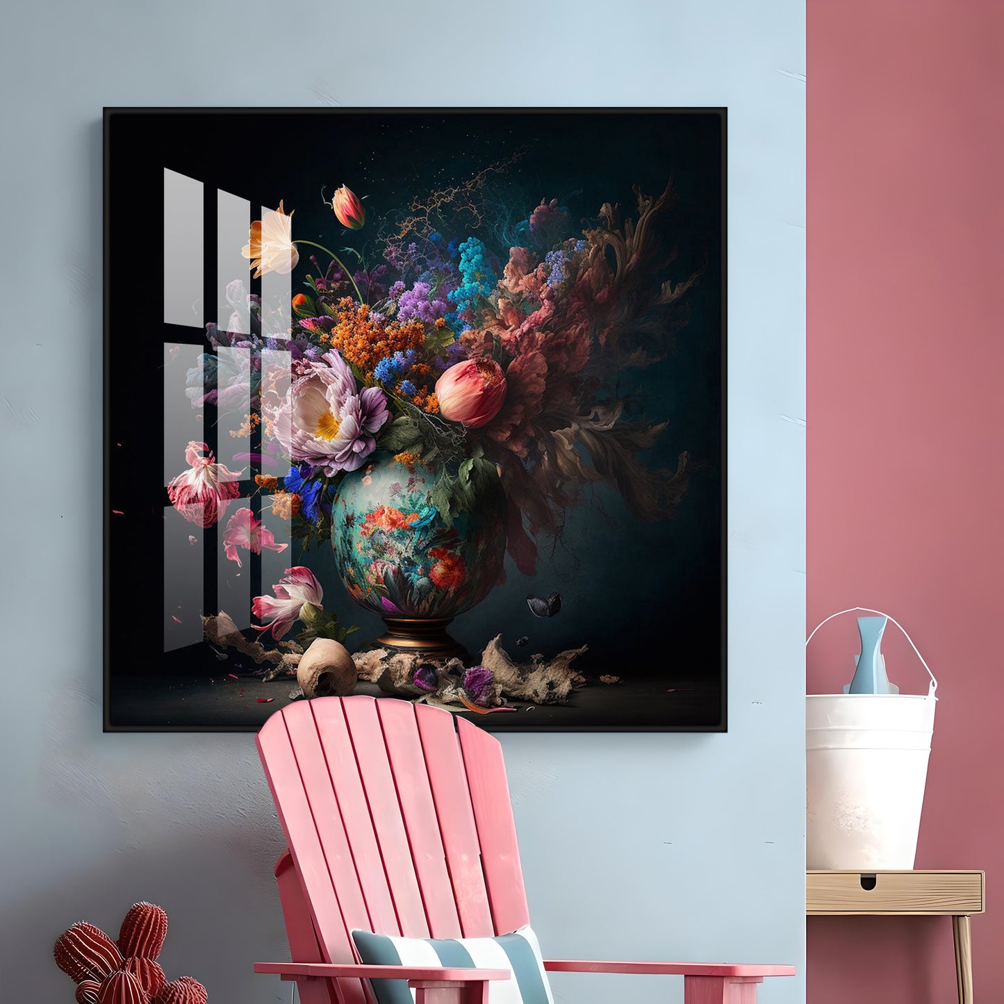Botanical Beauty Glass Finish Square Wall Art