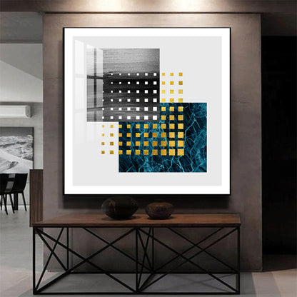 Golden Noir Mosaic Glass Finish Square Wall Art